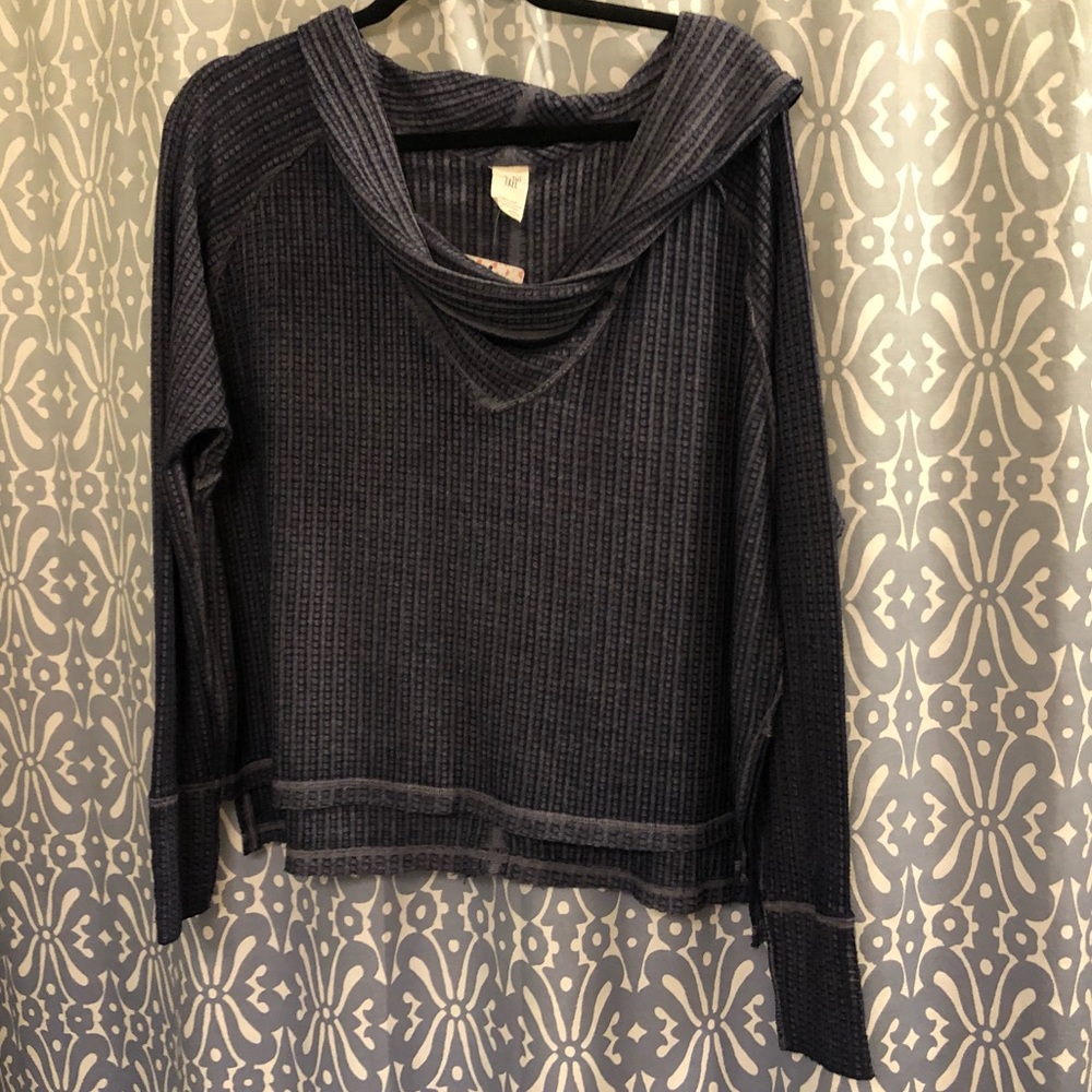 Navy purple waffle long sleeve